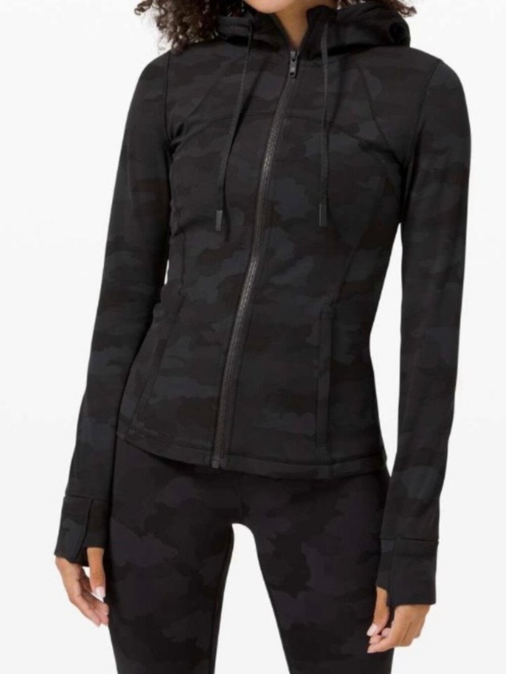 lululemon athletica Define Jacket | Camo Full-Zip Hooded | Black Gray | Size 6